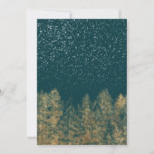 Wintersneeuwbos blauwe kerstbruiloft kaart (Achterkant)