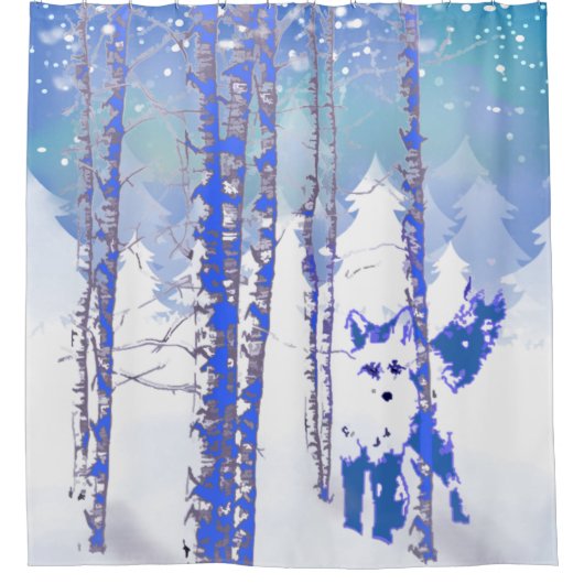 Wintersneeuwbos Fox Animal Douchegordijn (Voorkant)