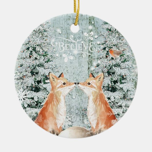 wintersneeuwdecoratie voor kerstkerstversiering vo keramisch ornament (Voorkant)
