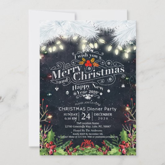 Wintersneeuwfeest en nieuwjaarsfeest kaart (Voorkant)