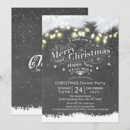 Wintersneeuwfeest en nieuwjaarsfeest kaart (Voorkant / Achterkant)