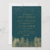 Wintersneeuwgroenblauw huwelijk kaart (Voorkant)