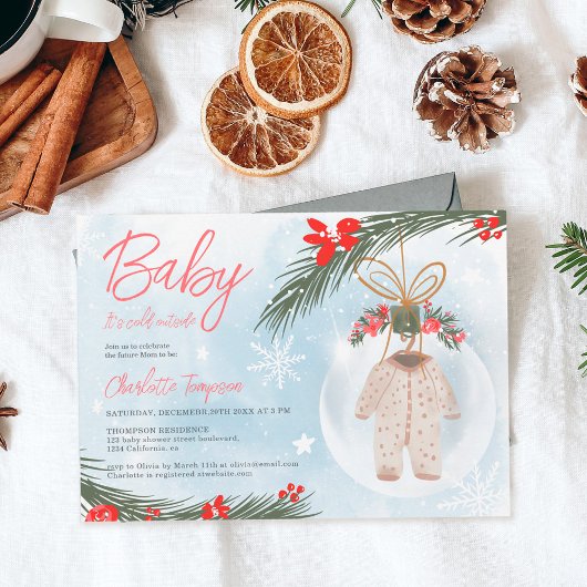 Wintersneeuwijs baby shower met kerstmis kaart