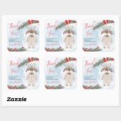 Wintersneeuwijs baby shower met kerstmis vierkante sticker (Vel)