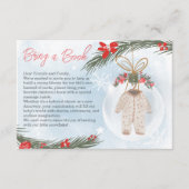 Wintersneeuwijs Kerst brengen een boek baby shower Informatiekaartje (Voorkant)