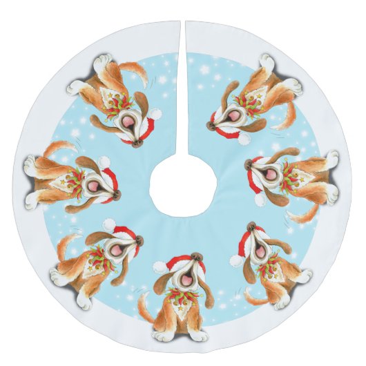 Wintersneeuwkarol zingend shirt van de hondenboom kerstboom rok (Voorkant)