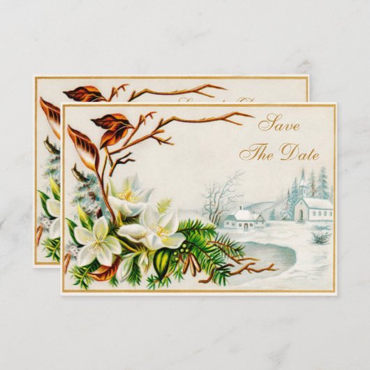 wintersneeuwkerk en galies sparen de datum save the date (Voorkant / Achterkant)