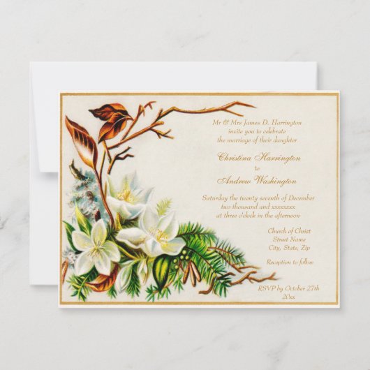 wintersneeuwkerk en het huwelijk tussen Lilies Kaart (Achterkant)