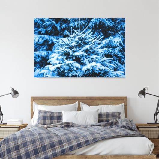 Wintersneeuwkerstboom Canvas Afdruk (Insitu (Slaapkamer))