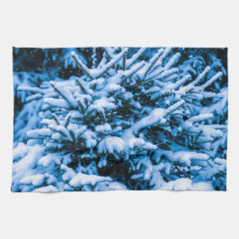 Wintersneeuwkerstboom Theedoek