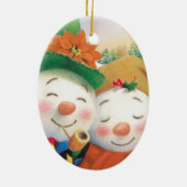 wintersneeuwkerstversiering keramisch ornament (Achterkant)