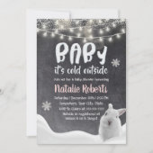 Wintersneeuwkonijn Rustic Schoolbord Baby Shower Kaart (Voorkant)