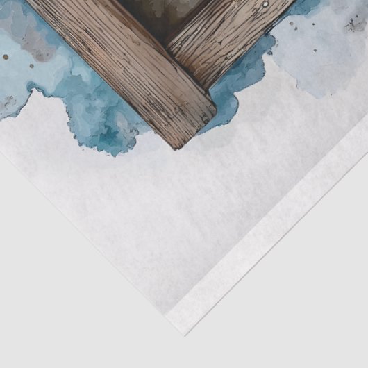 Wintersneeuwlandschap door raam AN2 Decoupage Tissuepapier (Detail)