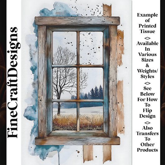 Wintersneeuwlandschap door raam AN2 Decoupage Tissuepapier