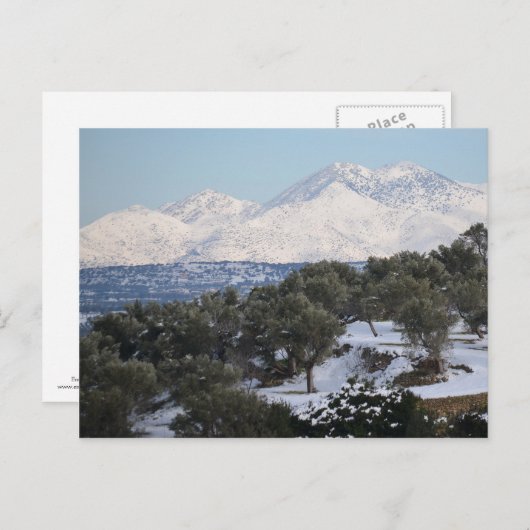 Wintersneeuwlandschap - Grieks Briefkaart (Voorkant / Achterkant)