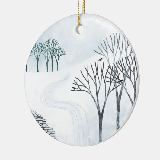 Wintersneeuwlandschap Keramisch Ornament (Links)