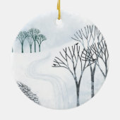 Wintersneeuwlandschap Keramisch Ornament (Achterkant)