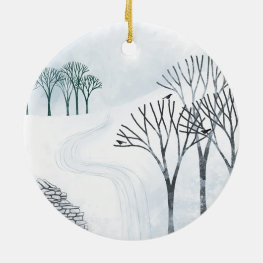 Wintersneeuwlandschap Keramisch Ornament (Achterkant)