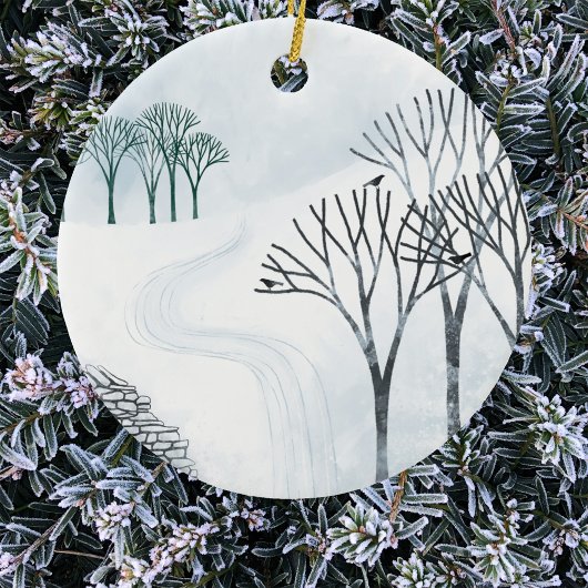 Wintersneeuwlandschap Keramisch Ornament