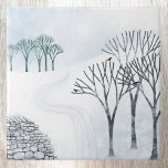 Wintersneeuwlandschap Tegeltje<br><div class="desc">Een sneeuwwinterlandschap met bomen en een droge muur. Brr! Originele kunst van Nic Squirrell.</div>