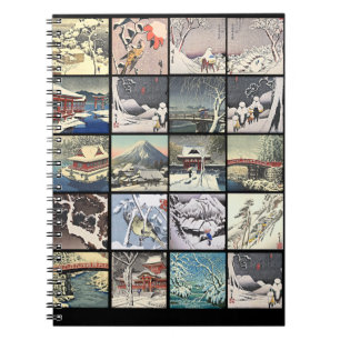 wintersneeuwlandschapsbomen japans kunstschilderij notitieboek