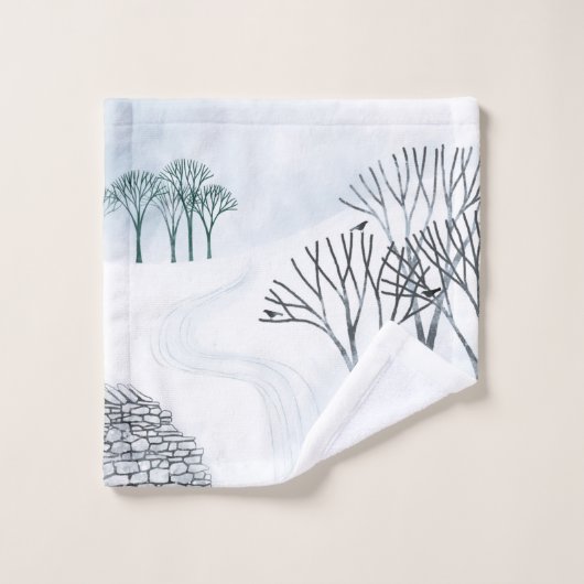 Wintersneeuwlandschapskunst Bad Handdoek (Wasdoekje)