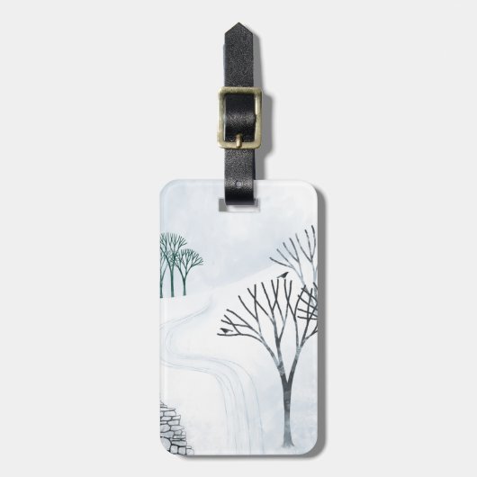 Wintersneeuwlandschapskunst Bagagelabel (Voorkant verticaal)