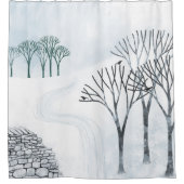 Wintersneeuwlandschapskunst Douchegordijn (Voorkant)