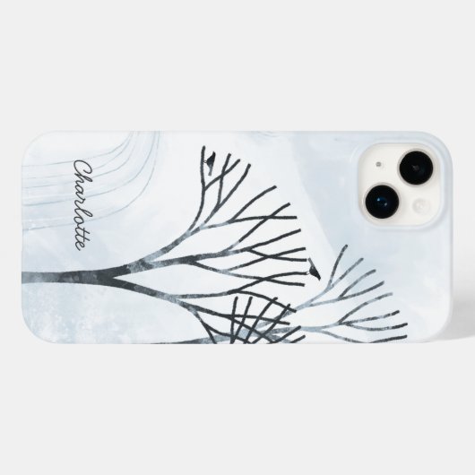 Wintersneeuwlandschapskunst gepersonaliseerd Case-Mate iPhone case (Achterkant (horizontaal))