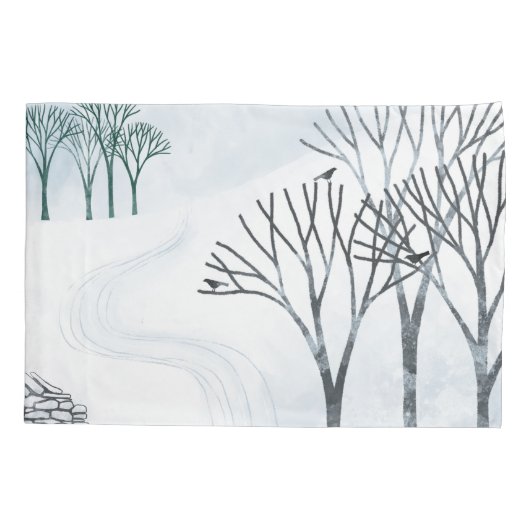 Wintersneeuwlandschapskunst Kussensloop (Achterkant-Links)