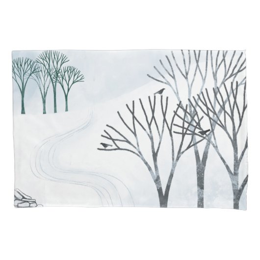 Wintersneeuwlandschapskunst Kussensloop (Voorkant-Links)