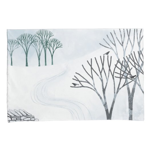 Wintersneeuwlandschapskunst Kussensloop (Voorkant-Rechts)