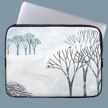 Wintersneeuwlandschapskunst Laptop Sleeve<br><div class="desc">Een sneeuwwinterlandschap met bomen en een droge muur. Originele kunst van Nic Squirrell.</div>