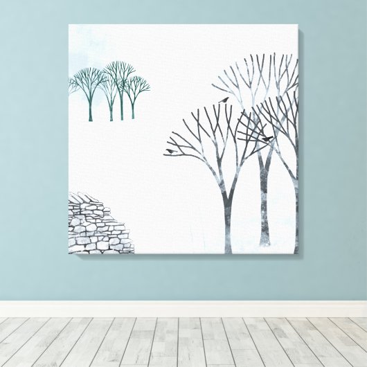 Wintersneeuwlandschapsschildering Canvas Afdruk (Insitu (Houten vloer))