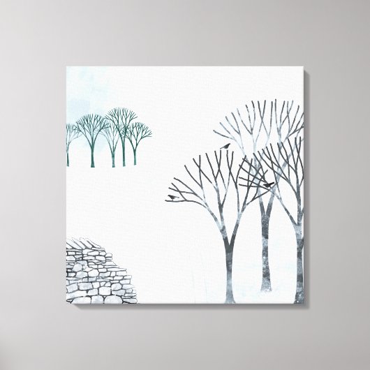 Wintersneeuwlandschapsschildering Canvas Afdruk (Voorkant)