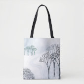 Wintersneeuwlandschapsschildering Tote Bag (Voorkant)