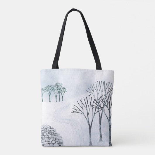 Wintersneeuwlandschapsschildering Tote Bag (Achterkant)