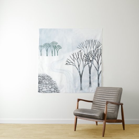 Wintersneeuwlandschapsschildering Wandkleed (In situ)