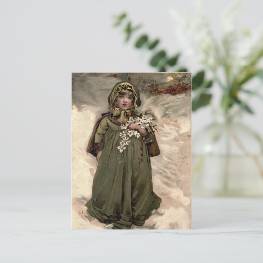  wintersneeuwmeisje briefkaart (Staand voorkant)