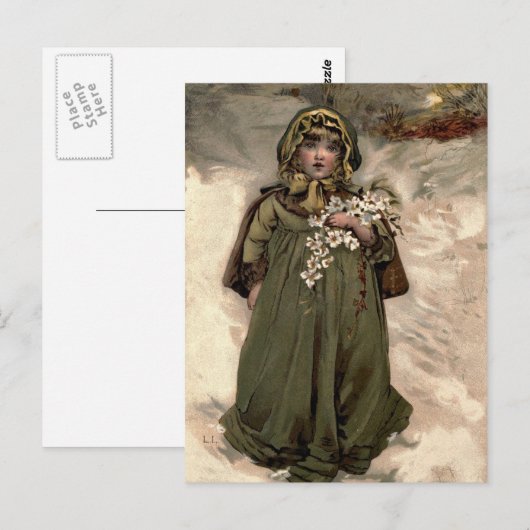  wintersneeuwmeisje briefkaart (Voorkant / Achterkant)