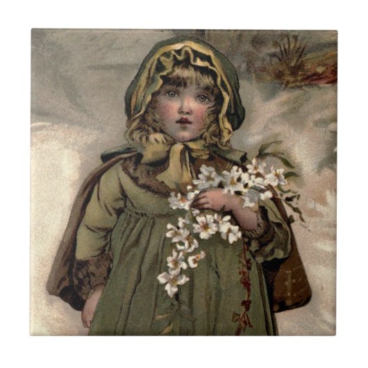  wintersneeuwmeisje tegeltje (Voorkant)