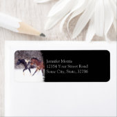 Wintersneeuwpaarden in Barn Etiket (Insitu)