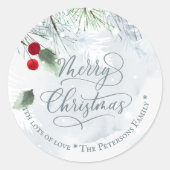 Wintersneeuwpastelkleuren waterverf sneeuwsneeuw ronde sticker (Voorkant)