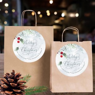 Wintersneeuwpastelkleuren waterverf sneeuwsneeuw ronde sticker