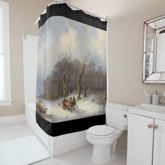 Wintersneeuwpeuken, sleigh Ride Trewer Shower Curt Douchegordijn (In situ)