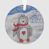 Wintersneeuwpinguïn Acrylornament Ornament (achterkant)