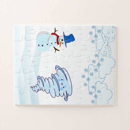 wintersneeuwpop en windpuzzel legpuzzel (Horizontaal)