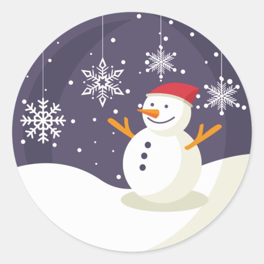 wintersneeuwpop T-Shirt Ronde Sticker (Voorkant)