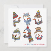 Wintersneeuwpoppen denken aan je vriendschap Kaart (Voorkant)