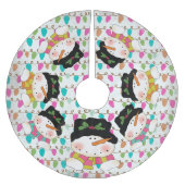 Wintersneeuwpoppen en gekleurde lichterrokken kerstboom rok (Voorkant)